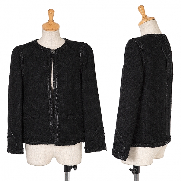 CHANEL 1B Fancy Tweed Jacket Black 38