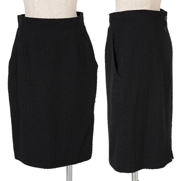CHANEL Fancy Tweed Skirt Black 38