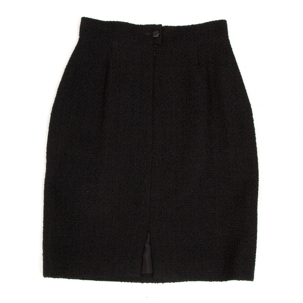 CHANEL Fancy Tweed Skirt Black 38