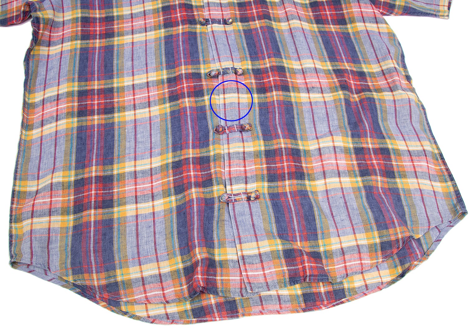 SALE】パパスPapas リネンマドラスチェックチャイナボタン半袖シャツ 