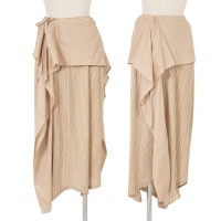  ISSEY MIYAKE FETE Switching Design Pleated Skirt Beige 2