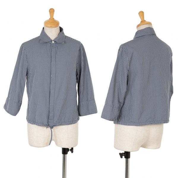 【SALE】45rpm コットンチェックフライフロントシャツ 紺白1