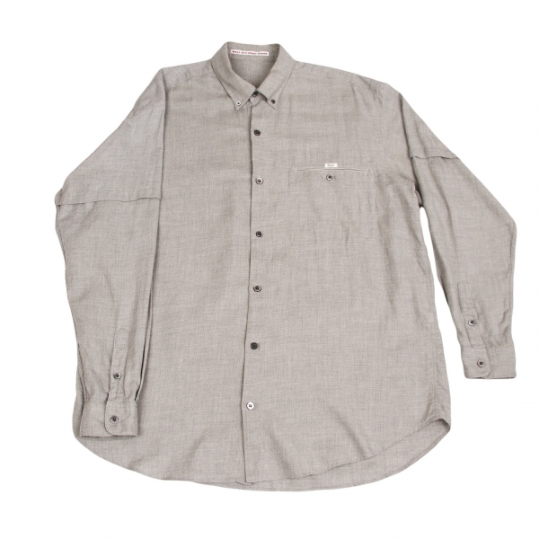 【SALE】パパスPapas コットンウール玉縁ポケットボタンダウンシャツ ライトグレーL
