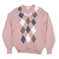  Papas Argyle Knit Sweater (Jumper) Pink M~L
