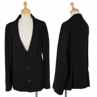  Y's Wool Gabardine Design Lapel Jacket Black S