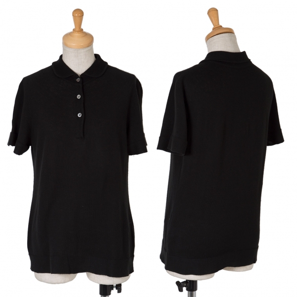 【SALE】イッセイミヤケ ハートISSEY MIYAKE HaaT コットンニットポロシャツ 黒2