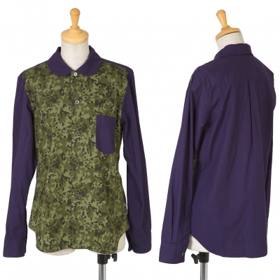  COMME des GARCONS Camouflage Shift Shirt Navy,Khaki-green S