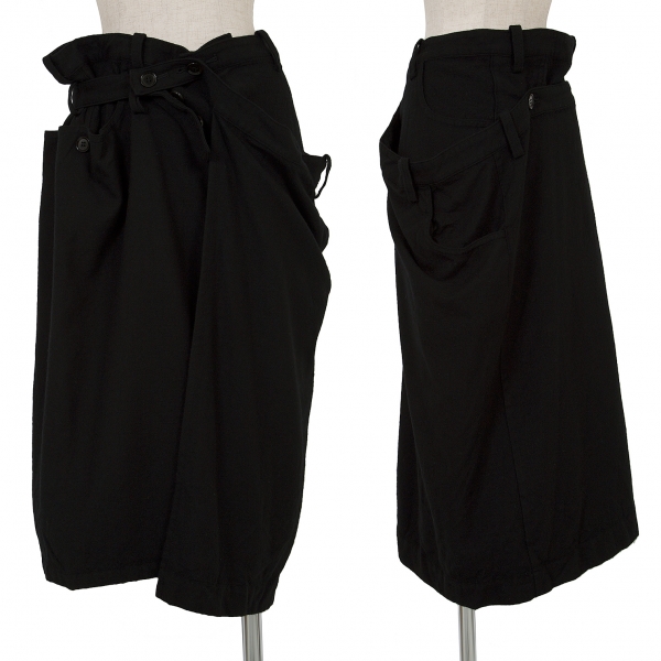 ワイズY's ウールラップベルトデザインスカート 黒3
