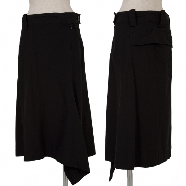 ワイズY's バックビッグポケットデザイン混紡スカート 黒1