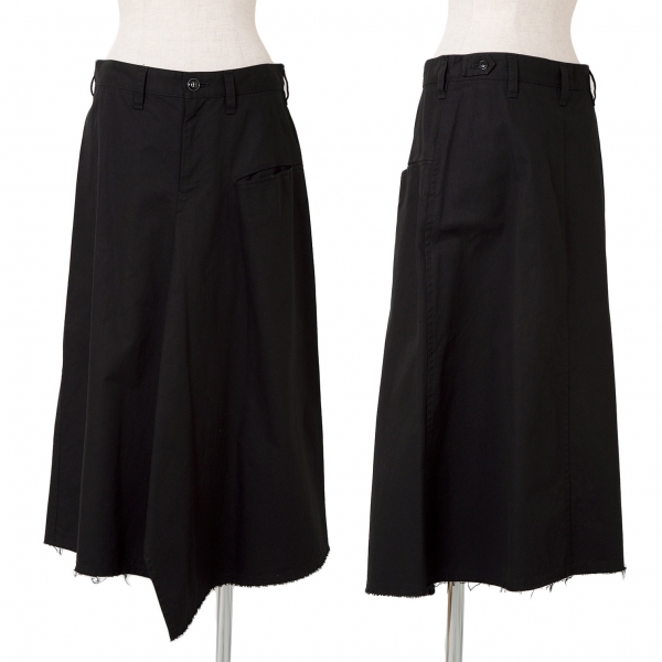 【SALE】ワイズY's 裾裁ち切りコットンスカート 黒1