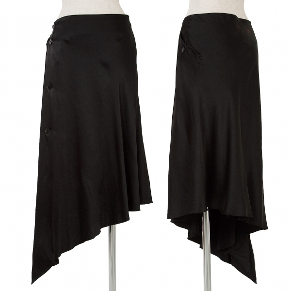 ワイズY's シルクボタンフライラップスカート 黒3