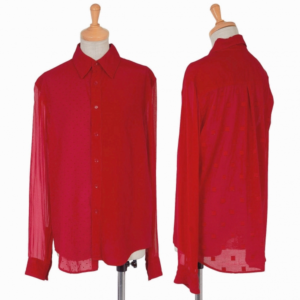 ワイズ レッドレーベルY's red Label 異素材切替シャツ 赤2