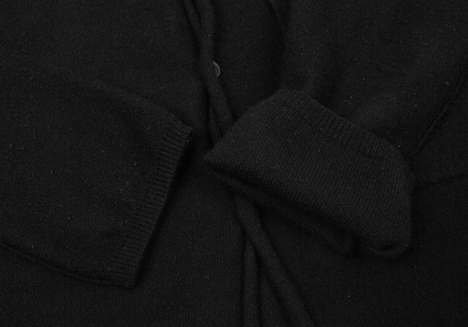 SALE】ワイズY's カシミヤ裁ち切りデザイン襟付きカーディガン 黒2