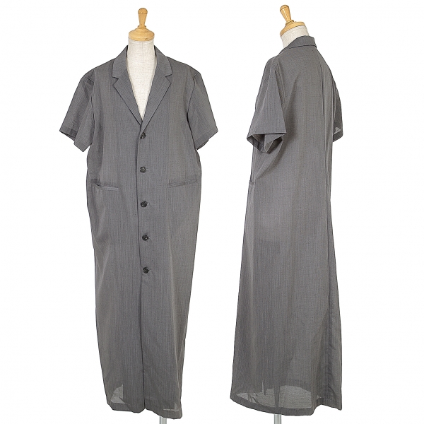 ワイズY's サマーウール半袖コート 杢グレーS