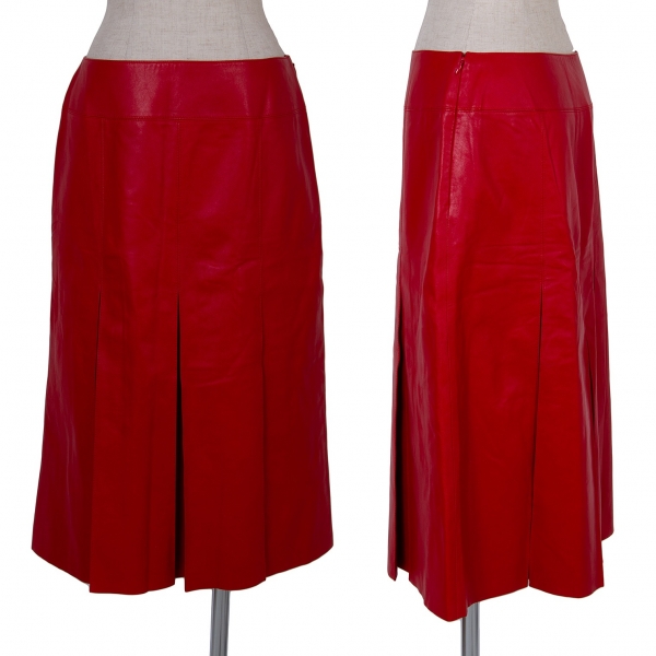 【SALE】Kオブクリツィア K OF KRIZIA レザープリーツスカート 赤42