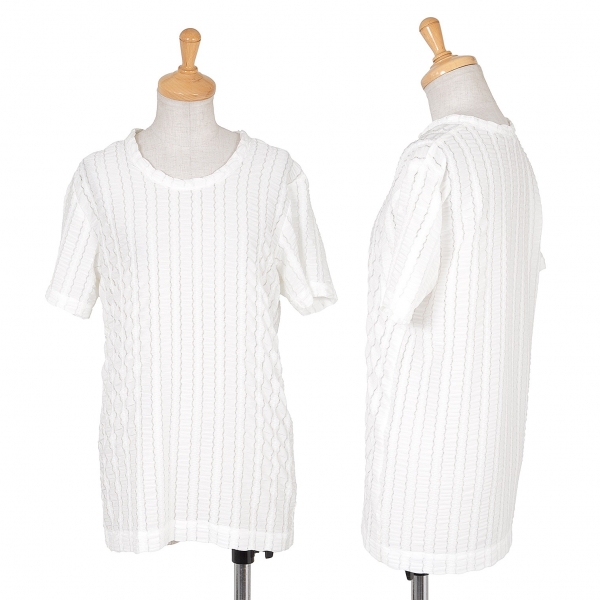 【SALE】コムデギャルソンCOMME des GARCONS ポリエステルレースデザインTシャツ 白M位