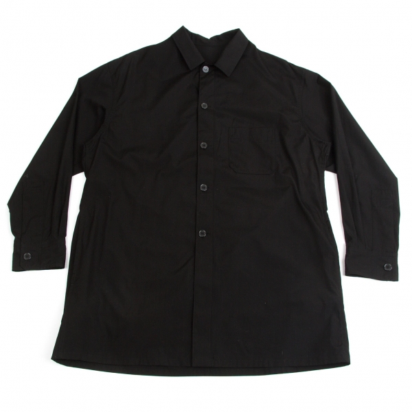 ヨウジヤマモト プールオムYohji Yamamoto POUR HOMME コットンブロードビッグシルエットシャツ 黒1