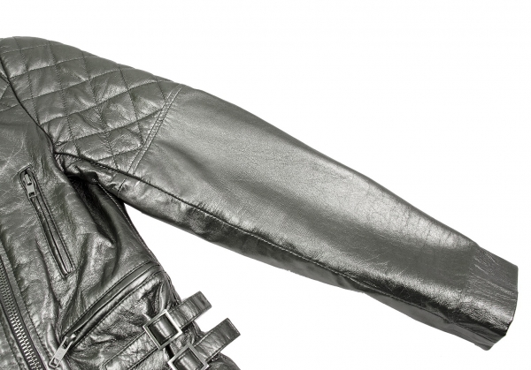 COMPTOIR DES COTONNIERS Quilt Padding Leather Jacket Silver 40