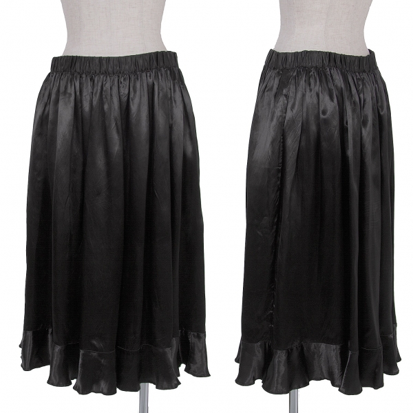 ブラック コムデギャルソンBLACK COMME des GARCONS 裾切替キュプラフレアースカート 黒S