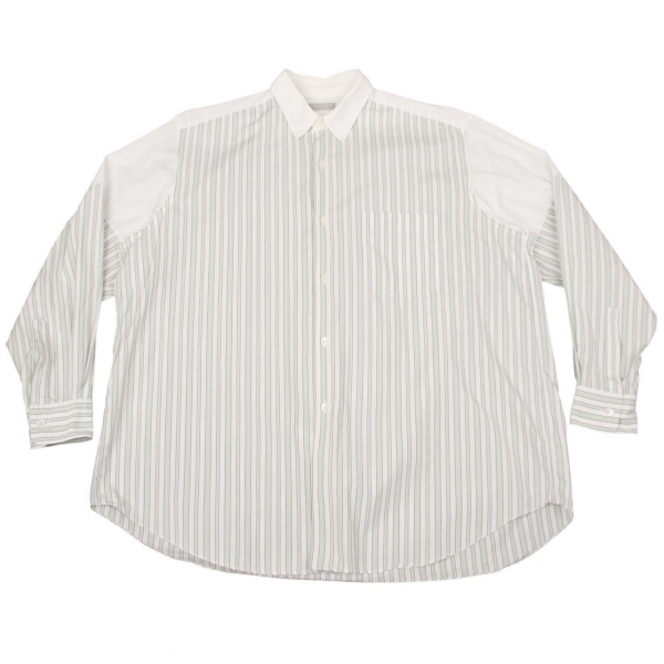 【SALE】コムデギャルソン オムCOMME des GARCONS HOMME ストライプ切替デザインシャツ 白緑M位
