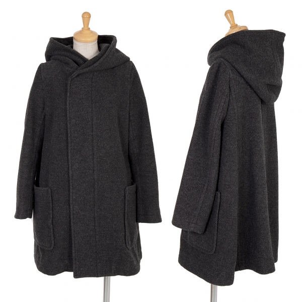 zucca Melton Wool Hood Coat Charcoal 3 
