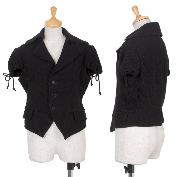 【SALE】ワイズY's コットン袖ドローコード半袖ジャケット 黒1