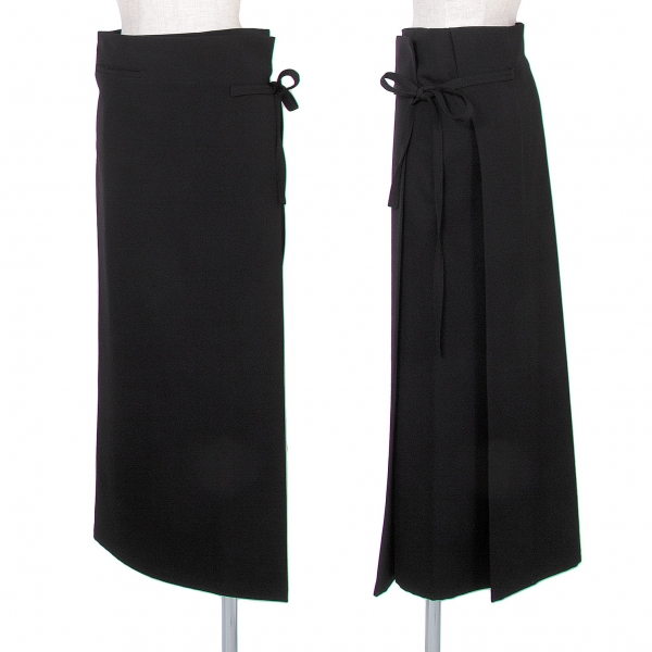 ワイズY's ウールギャバラップスカート 黒3