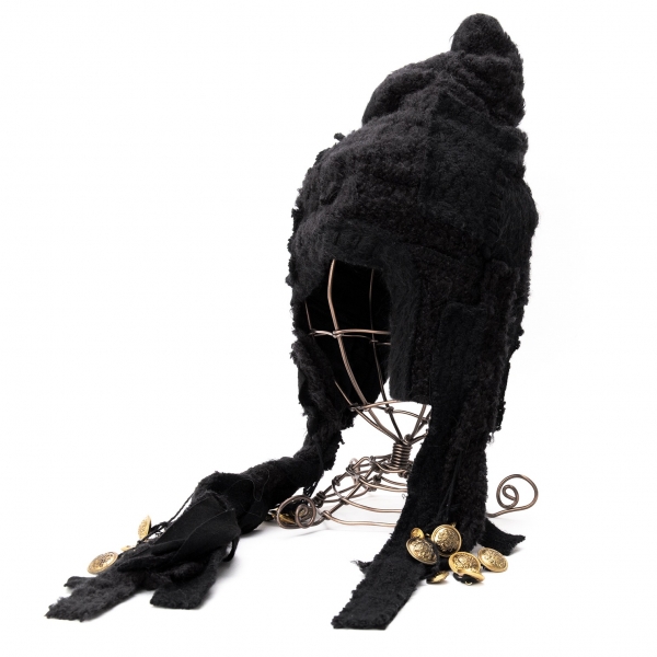 tricot COMME des GARCONS Button Decoration Knit Cap Black | PLAYFUL