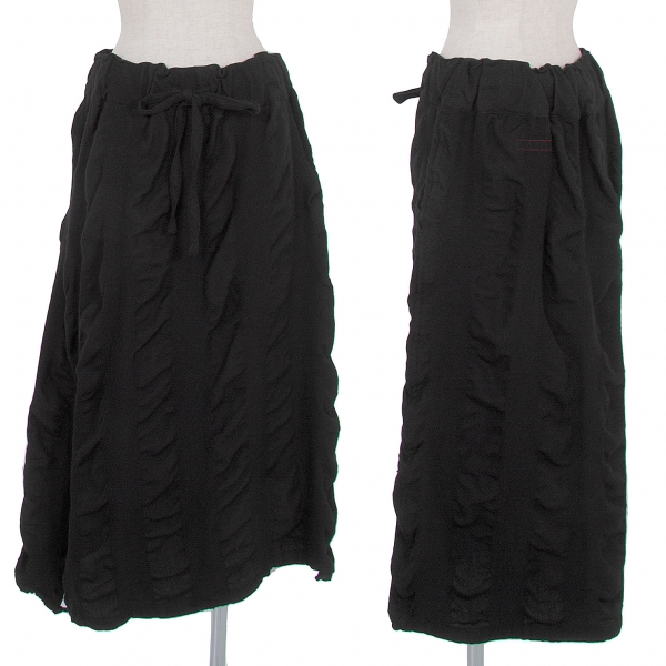 ワイズY’s 縮ウールストライプデザインスカート 黒2