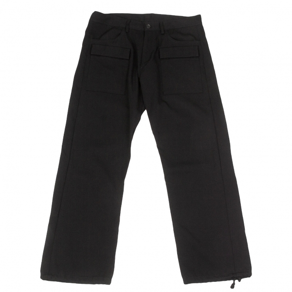 Y's Wool Gabardine Pocket Design Pants (Trousers) Black 3 | PLAYFUL