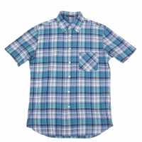  Y's for men Short Sleeve Check Shirt Blue 3