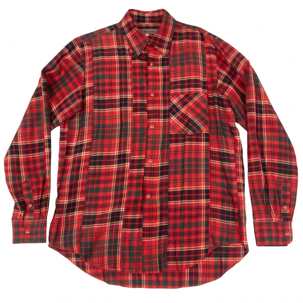 【SALE】ワイズフォーメンY’s for men タータンチェックリネンレーヨンシャツ 赤3