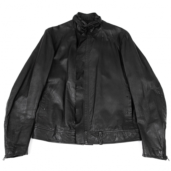 Y's for men Zip Front Leather Blouson Black 2 | PLAYFUL
