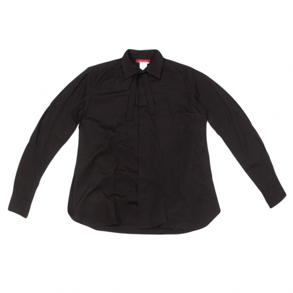 ワイズフォーメンY's for men 赤ラベル ボタンフライコットンタイ付デザインシャツ 黒3