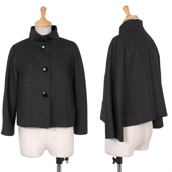 レキップ ヨシエイナバL'EQUIPE YOSHIE INABA デザイン織りショートジャケット 黒38