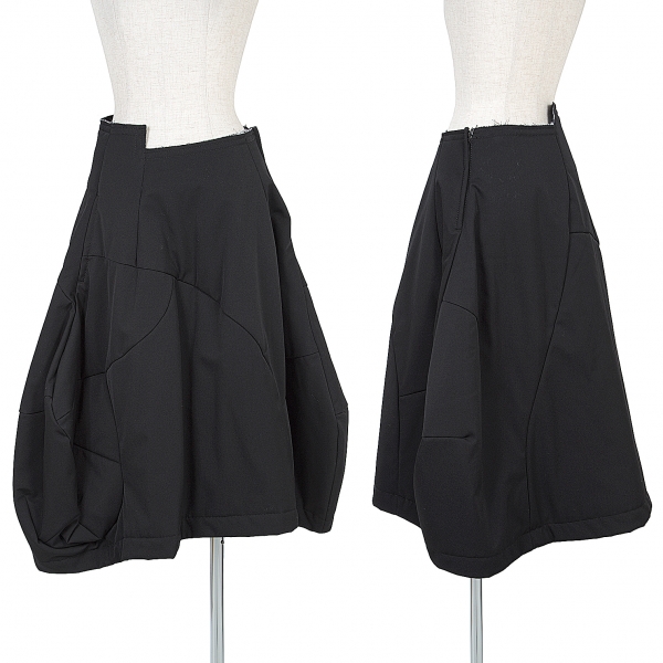 コムデギャルソンCOMME des GARCONS ウールギャバ中綿変形スカート 黒XS