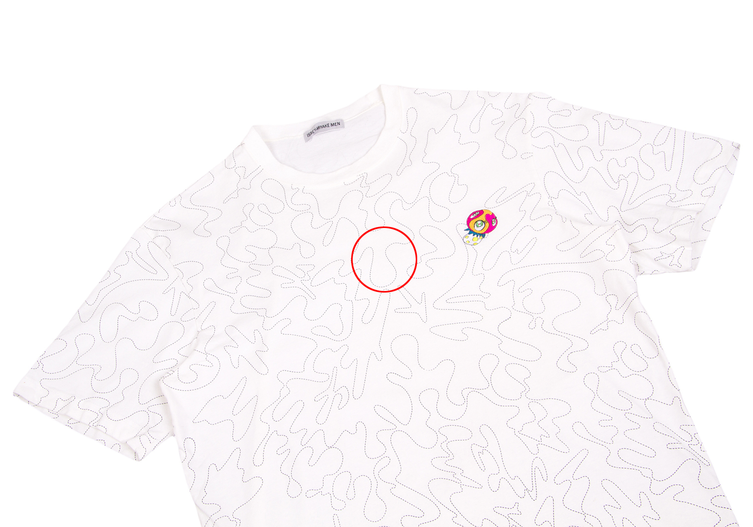 イッセイミヤケメン×村上隆 ISSEY MIYAKE MEN Takashi Murakami ポジきのこ刺繍Tシャツ 白L