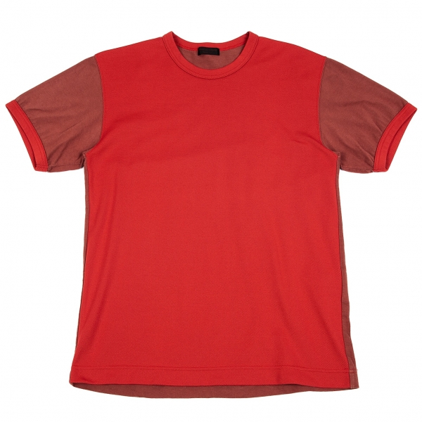 コムデギャルソン オムプリュスCOMME des GARCONS HOMME PLUS 製品染め切替メッシュTシャツ 赤M位