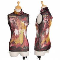  Jean-Paul GAULTIER Graphic Mesh Sleeveless Top Multi-Color 40