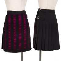  tricot COMME des GARCONS Striped Layered Skirt Black,Pink M