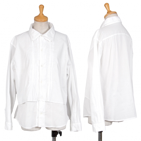 プランテーションPlantation フロントギャザーレイヤードデザインシャツ 白M