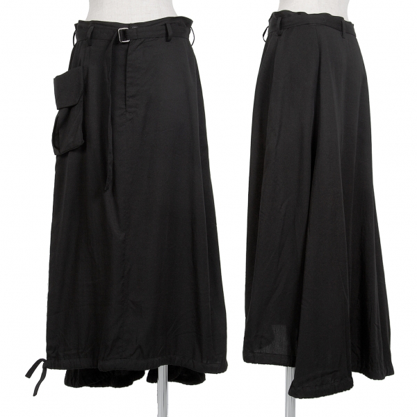 ワイズY's レーヨンカーゴポケット裾絞りスカート 黒2