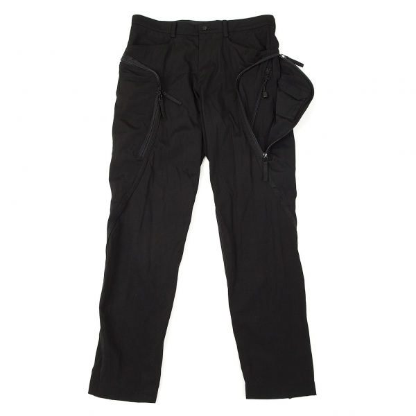 ISSEY MIYAKE MEN Nylon Cotton Zip Design Pants (Trousers) Black 3 