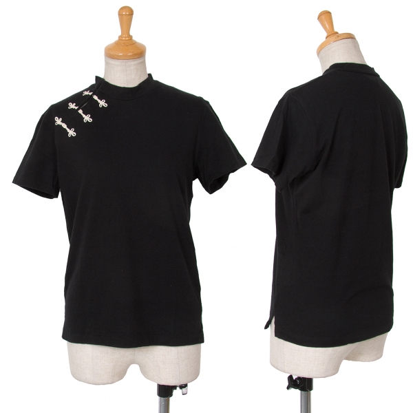 ワイズY's チャイナボタンプリント半袖Tシャツ 黒3