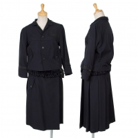  tricot COMME des GARCONS Wrinkle Tape Design Jacket & Skirt Navy S