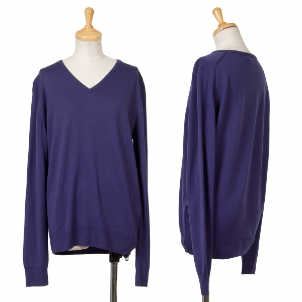 Kust Algemeen Hertellen JOHN SMEDLEY V Neck Wool Knit Sweater (Jumper) Purple M | PLAYFUL