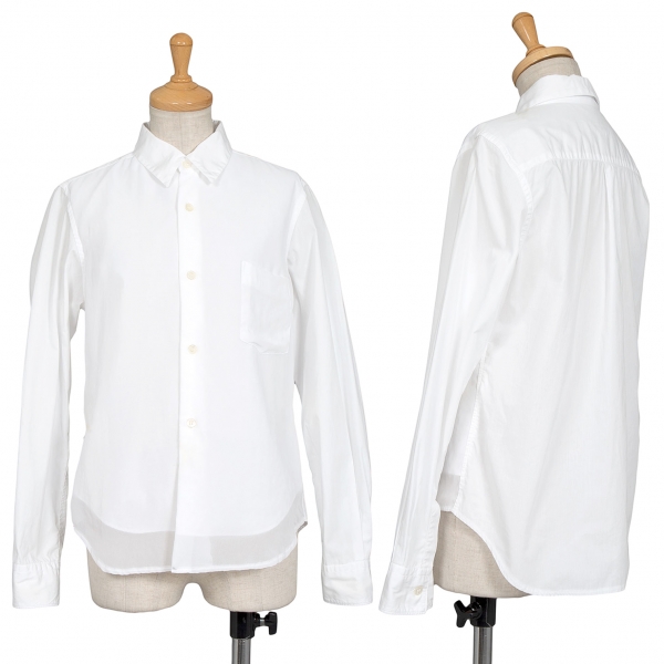 【SALE】コムコム コムデギャルソンCOMME des GARCONS フロントシフォンレイヤードデザインシャツ 白XS