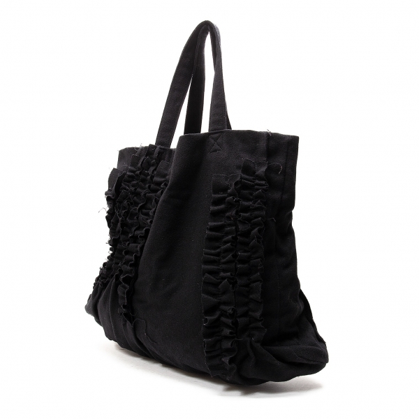 tricot COMME des GARCONS Wool Frill Tote Bag Black | PLAYFUL