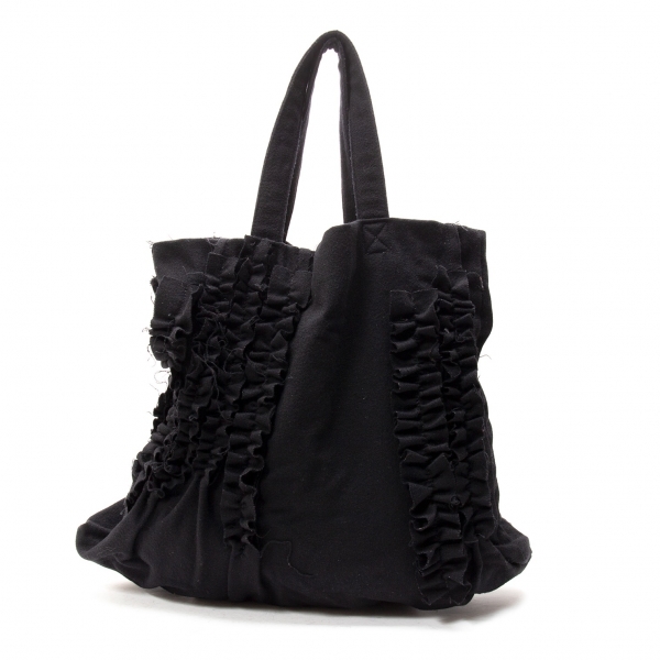 tricot COMME des GARCONS Wool Frill Tote Bag Black | PLAYFUL