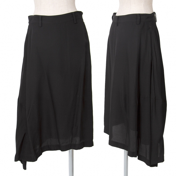ワイズY's キュプラシルクサイドダーツ変形スカート 黒1